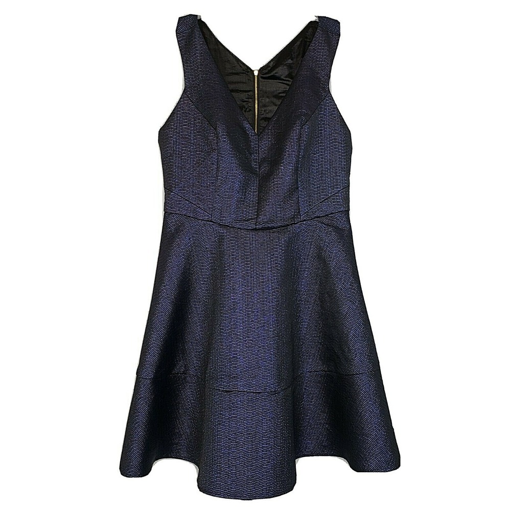 Express Fit & Flare Dress Sz 10 Blue Metallic Sleeveless Halter‎ Back Lined NWT